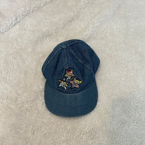 Powderpuff VTG Denim Baseball Hat Embroidered 100% Cotton Unisex - Picture 1 of 6